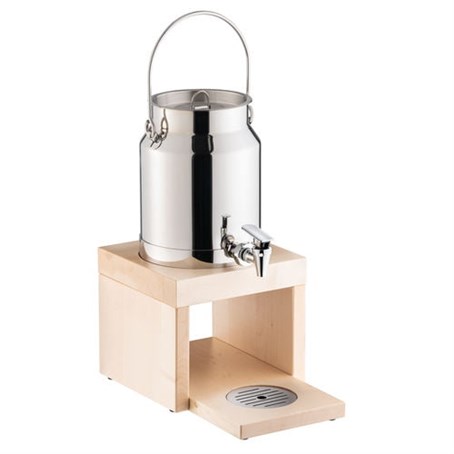 Stainless Steel Milk Dispenser with Natural Maple Wood Base