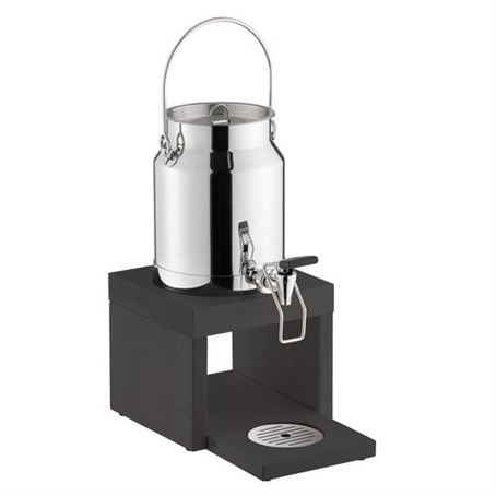 Stainless Steel Milk Dispenser with Black Beech Wood Base