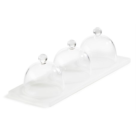 En Scene Nacryl White Tray With 3 Domes