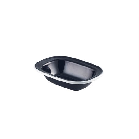 Enamel Pie Dish Black with White Rim 16cm