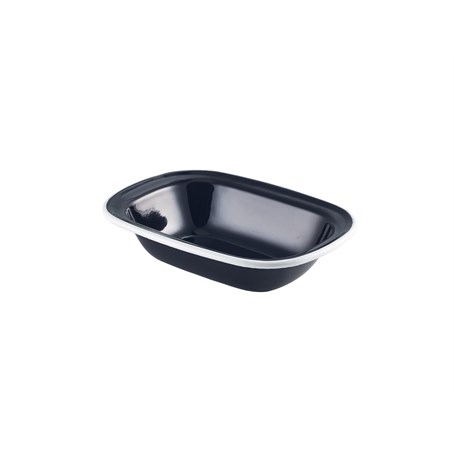 Enamel Pie Dish Black with White Rim 18cm