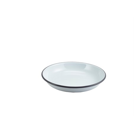 Enamel Rice/Pasta Plate White with Grey Rim 20cm