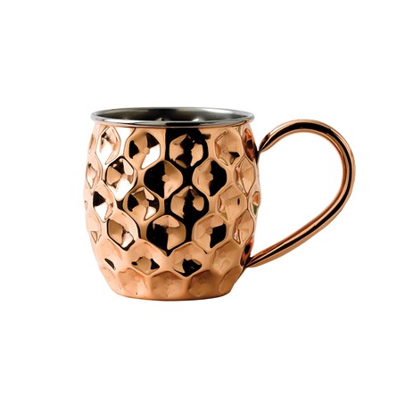 Solid Copper Dented Mug Nickel Lined 47.5cl