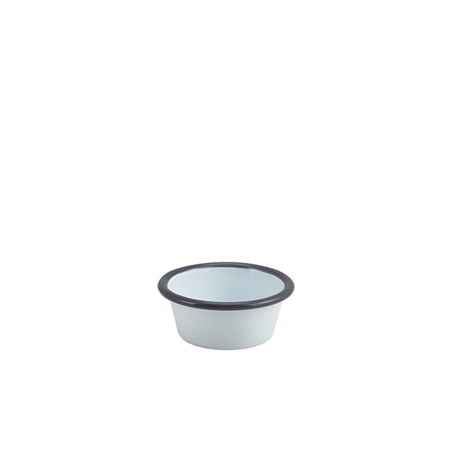 Enamel Ramekin White with Grey Rim 8cm Dia 90ml/3.2oz