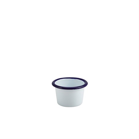 Enamel Ramekin White with Blue Rim 7cm Dia 90ml/3.2oz