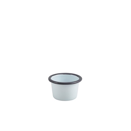 Enamel Ramekin White with Grey Rim 7cm Dia 90ml/3.2oz