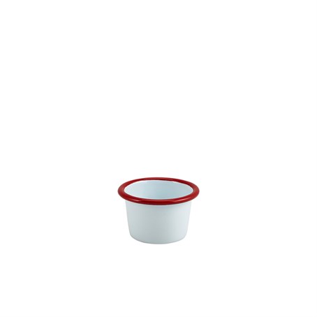 Enamel Ramekin White with Red Rim 7cm Dia 90ml/3.2oz