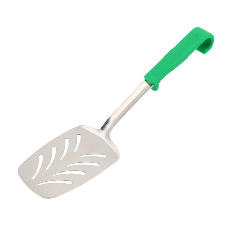 Genware Plastic Handle Slotted Turner Green