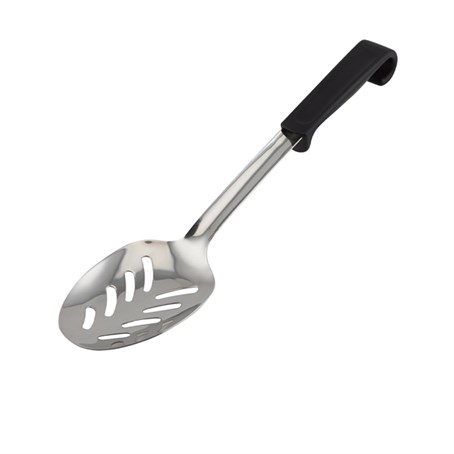 Genware Plastic Handle Spoon Slotted Black