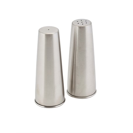 Genware Stainless Steel Conical Salt & Pepper Set