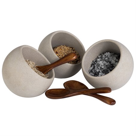 6 piece Serving Set (includes 3 x Bowls and 3 x Spoons) - Natural