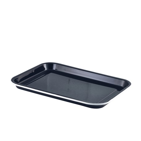 Enamel Serving Tray Black with White Rim 33.5x23.5x2.2cm