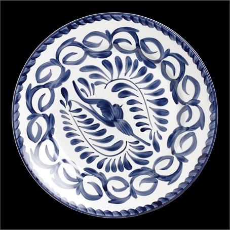 Puebla Blue Rolled Edge Plate 23cm 9 "