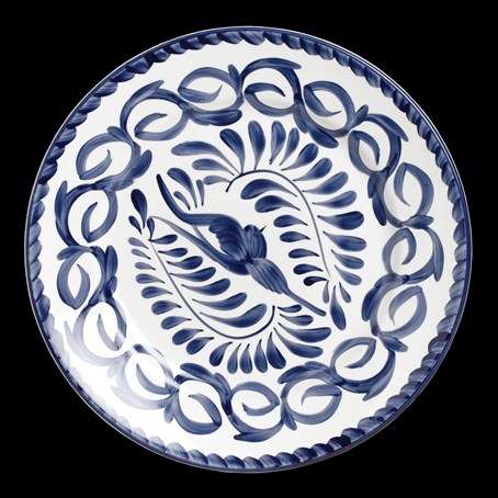 Puebla Blue Rolled Edge Plate 26cm 10 1/4 "