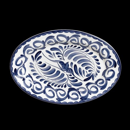 Puebla Blue Oval Edge Platter 31cm 12 1/4 "