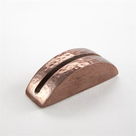 Card Holder, Aluminium, Copper, Hammered, Half-Moon