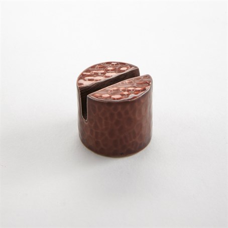 Card Holder, Aluminium, Copper, Hammered, Round