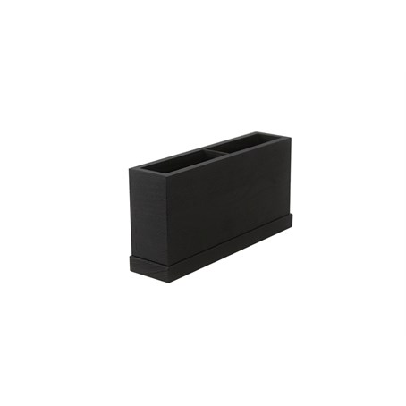 Black Lacquer Cutlery Box with 2 Compartments