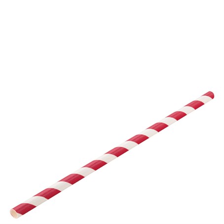 Paper Straws 8 Inch Red Stripe