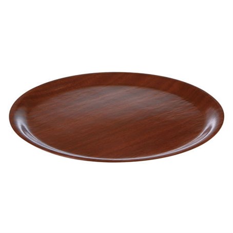 Round Mahogany Wood Tray 33cm