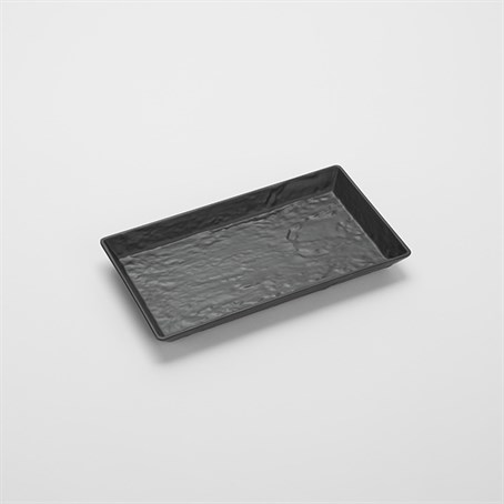 Melamine Tray, Rec., Faux Slate, Black., 14" L