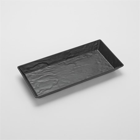 Melamine Tray, Rec., Faux Slate, Black., 21" L