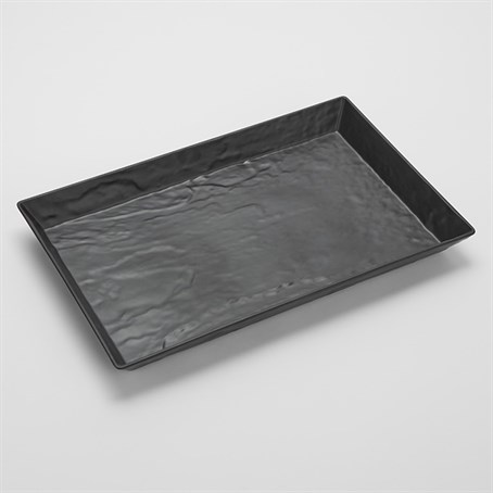 Melamine Tray, Rec., Faux Slate, Black., 18" L