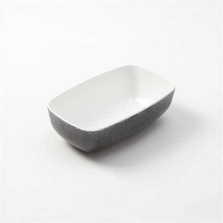 Bowl, Rectangular, Melamine, White With Black Speckles, 17 Oz.