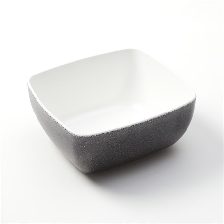 Bowl, Rectangular, Melamine, White With Black Speckles, 46 Oz.