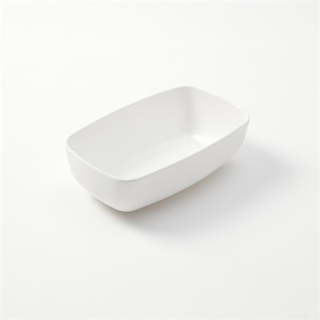 Bowl, Rectangular, Melamine, White, 17 Oz.