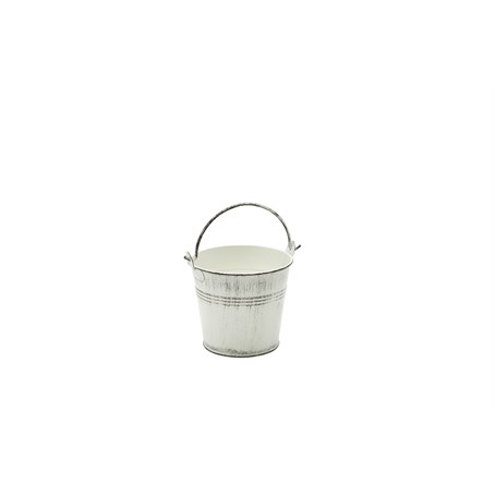 Galvanised Steel Serving Bucket 10cm Dia White Wash