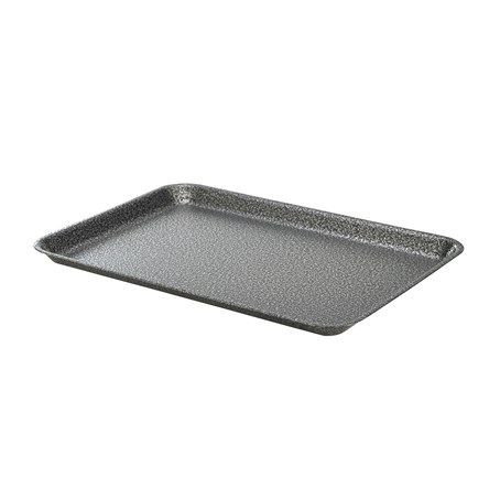 Galvanised Steel Tray 37x26.5x2cm Hammered Silver