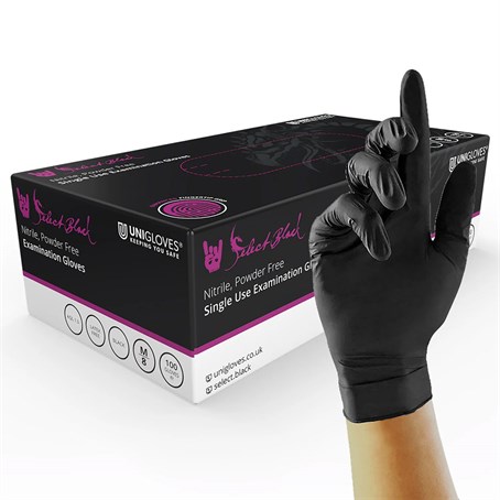 Gloves Black Nitrile Medium