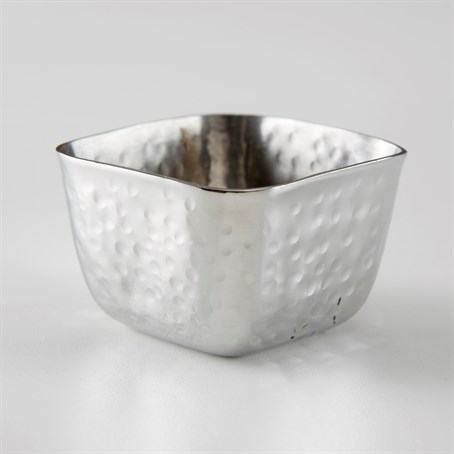 Sauce Cup, Stainless Steel, Square, Hammered, 2.5 Oz.