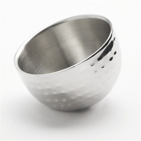 Angled Sauce Cup, Stainless Steel, Hammered, Double Wall, 5  Oz.