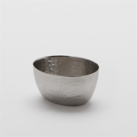 Sauce Cup, Stainless Steel, Oval, Hammered, 2 Oz.