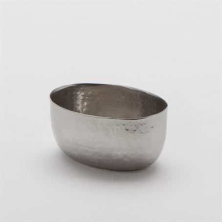 Sauce Cup, Stainless Steel, Oval, Hammered, 3 Oz.