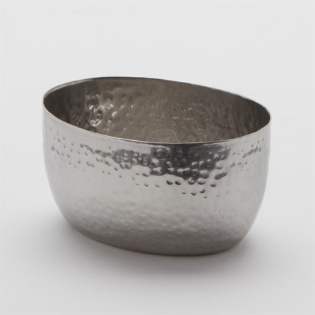 Sauce Cup, Stainless Steel, Oval, Hammered, 8 Oz.