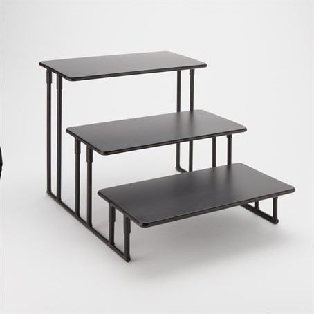 Stand, Three-Tier, Rectangular, Fixed, Black