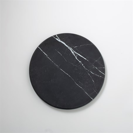 Serving Board, Melamine, Round, Black Marble, 14" Diameter