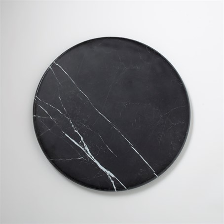 Serving Board, Melamine, Round, Black Marble, 17-1/4" Diameter