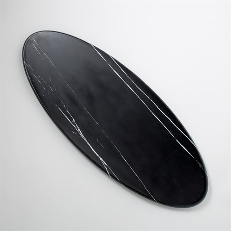 Serving Board, Melamine, Oval, Black Marble, 25-1/2" L