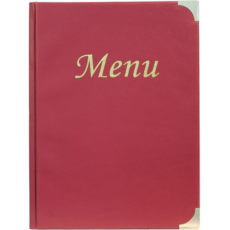 A4 Menu Holder Wine Red 8 Pages