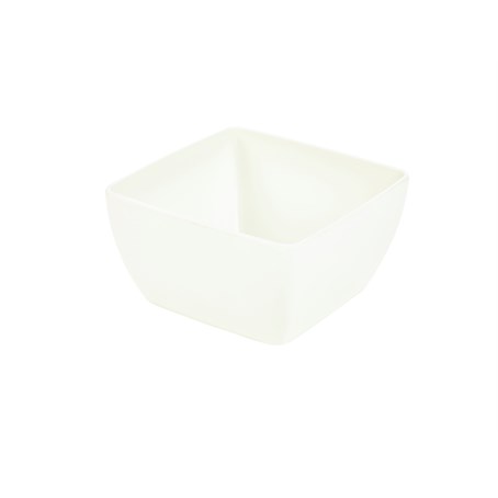 White Melamine Curved Square Bowl 15cm