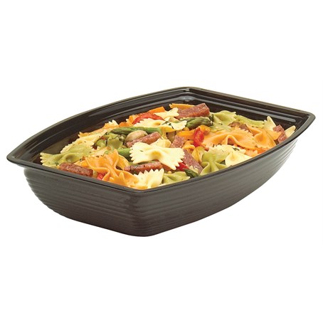 Cambro 11.3L Black Polycarbonate Rectangular Ribbed Bowl