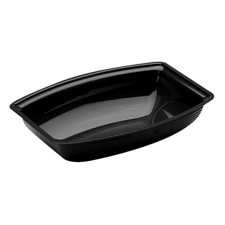 Cambro 2.7L Black Polycarbonate Rectangular Ribbed Bowl