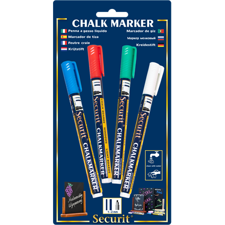 Chalk markers 4 Colour Pack (R,G,W,Bl) Small