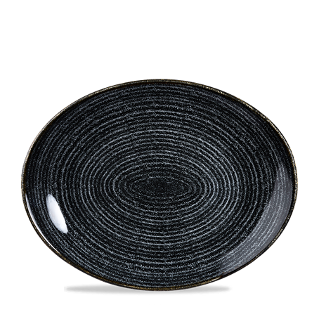 Studio Prints Charcoal Black Orbit Oval Coupe Plate 12.5"