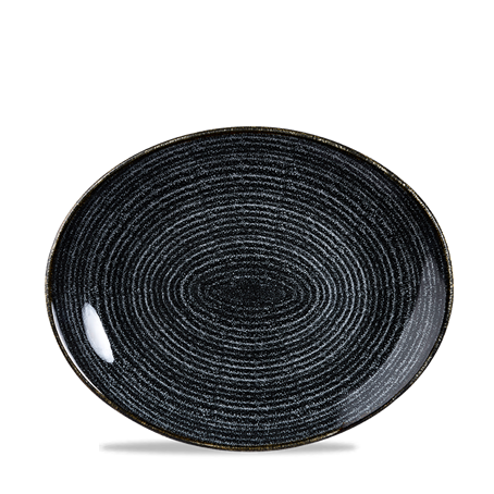 Studio Prints Charcoal Black Orbit Oval Coupe Plate 10 5/8"