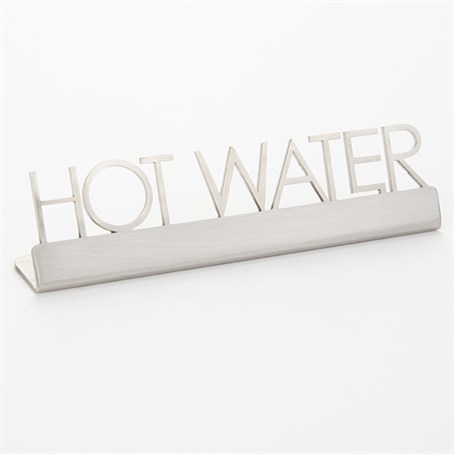 Sign, Stainless Steel, Hot Water